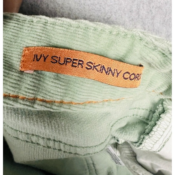 Tory Burch Women's Mint Lime Green Low Rise Ivy Super Skinny Corduroy Pants 28 - Picture 3 of 6
